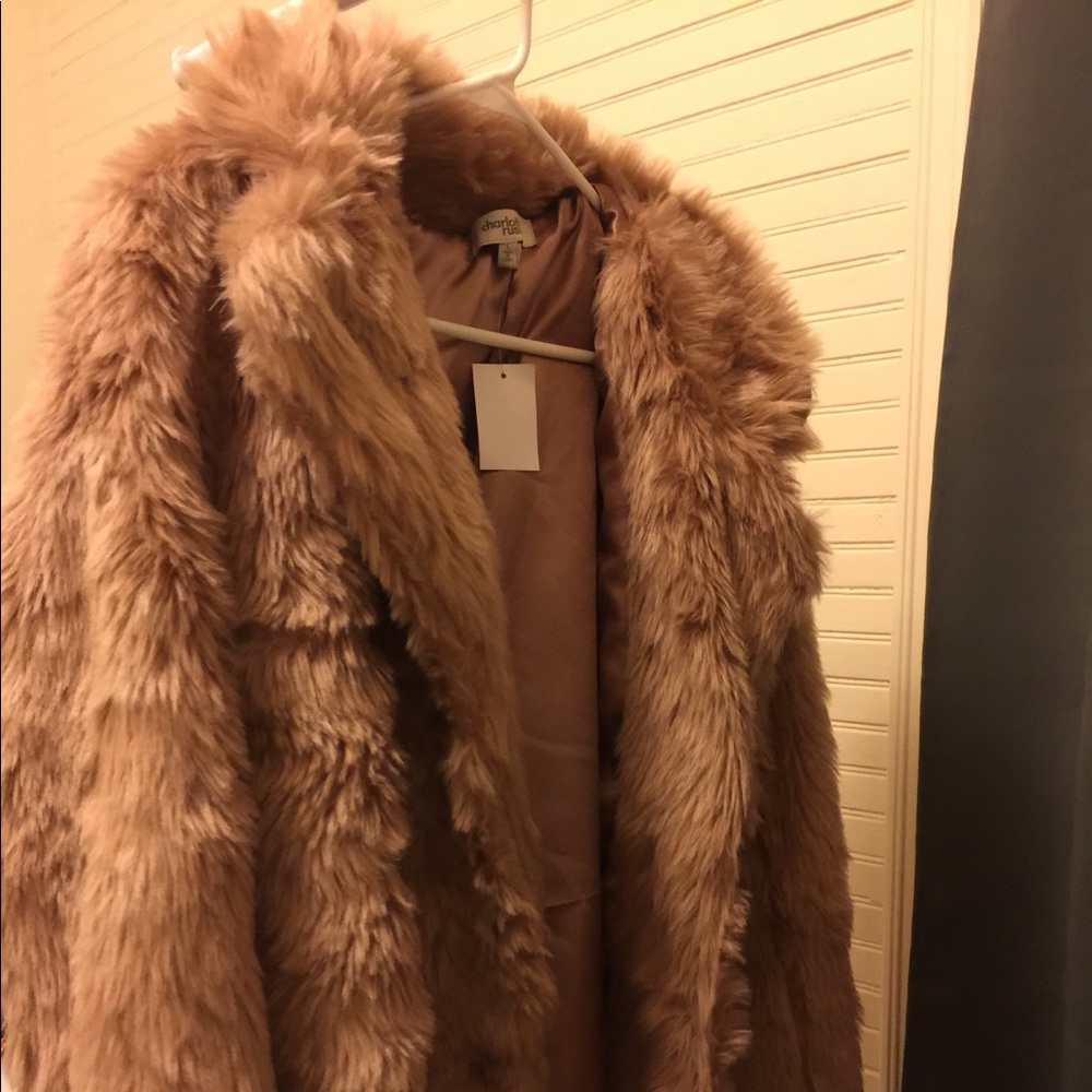 NWT Charlotte Russe pink faux fur coat